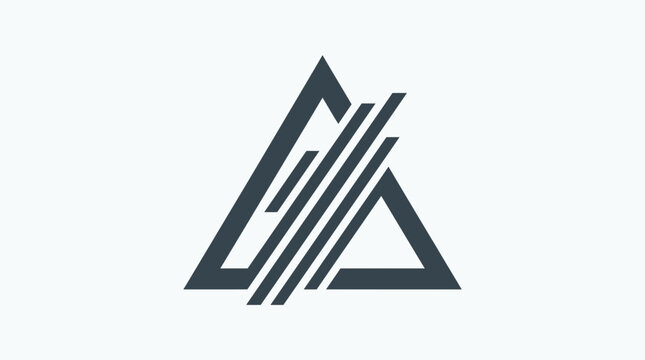 Abstract geometric triangle logo with parallel diagonal stripes.