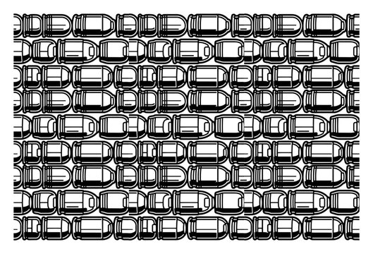 Handgun bullets and pistol ammunition cartridges in seamless monochrome vector pattern