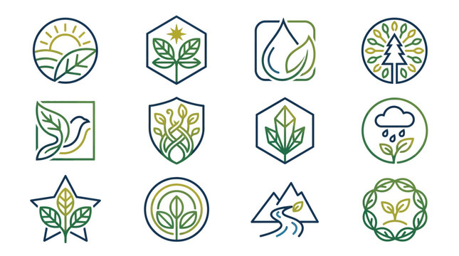 Stylized Minimalist Leaf Logo Icon for EcoFriendly Brands with Geometric Precision and Organic Elegance Scalable Corporate Identity Design for Sustainable Businesses and Green Initiatives