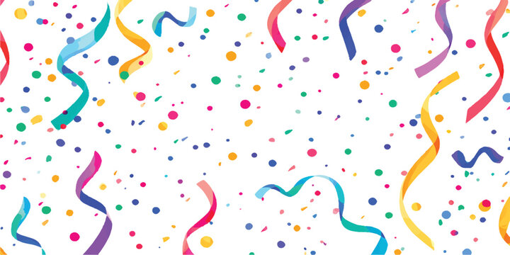 Colorful party confetti and twisted paper streamers falling for celebration and festive holidays