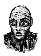 Abstract face. Abstract image for printing. Picture for modern interiors. The picture is painted by hand on a tablet. © neurostructure