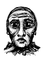 Abstract face. Abstract image for printing. Picture for modern interiors. The picture is painted by hand on a tablet. © neurostructure