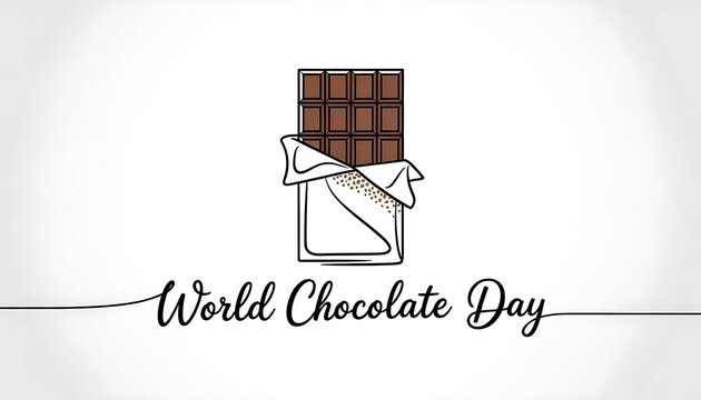 World chocolate day illustration with dark chocolate bar and open wrapper