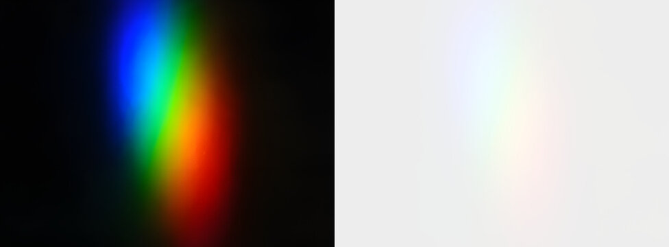 Realistic rainbow glare effect with prism refraction, luminous gemstone sparkle and radiant optical light composition