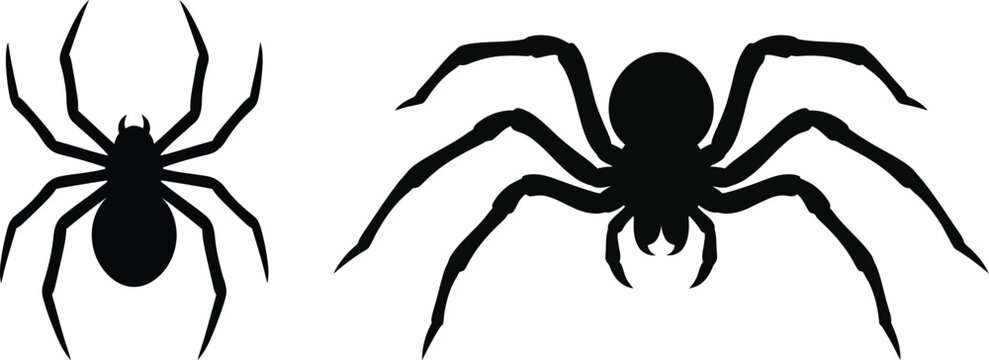 Halloween spiders black silhouette vector graphics for creepy seasonal designs