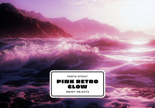 Pink Retro Glow Photo Effect For Poster And Social Media Design