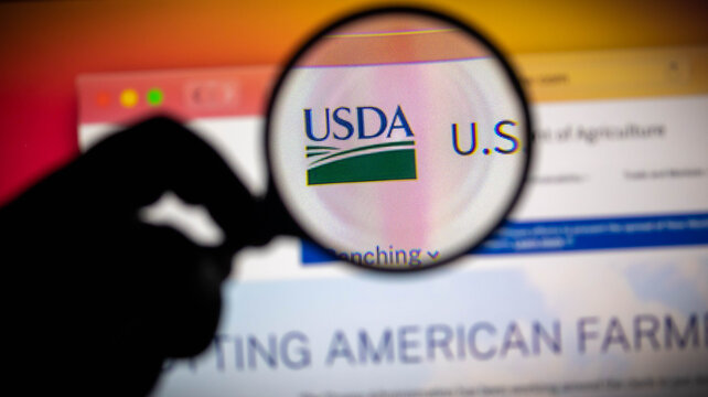 Magnifying glass over the united states department of agriculture usda logo