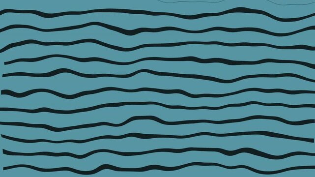 Topographic map with wavy black lines on teal. Suitable for abstract backgrounds, contemporary designs, geographythemed projects, and modern textures.