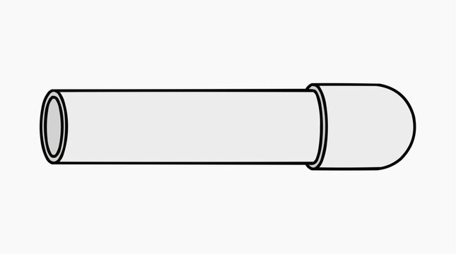 Flat cartoon white smooth horizontal cylindrical PVC pipe or electrical conduit tube with one capped closed end isolated on white background plumbing construction material vector
