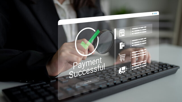 A successful online payment confirmation depicted on a digital screen, emphasizing seamless technology integration in modern business transactions and user experiences. Ledger