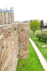Gardens and the walls next to The Episcopal Palace of Astorga by Antonio Gaudi architect in Astorga town © SoniaBonet