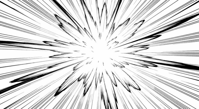 Radial Speed Lines, Comic Book Explosion Effect, Dynamic Abstract Background