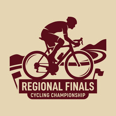 Fototapeta premium Elite Cyclist Competes In Regional Finals Championship Event Logo