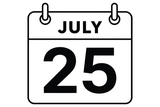 July 25 calendar page with ring binding
