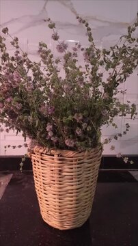 Rustic Cottagecore Home Decor with Dried Pennyroyal Basket
