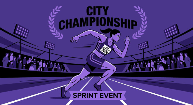 Dynamic Woman Sprinting In City Championship Competition