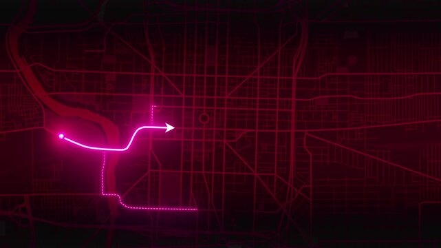 Indianapolis Indiana United States Pink Map Route Animation