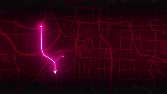 Kansas City Kansas United States Pink Map Route Animation