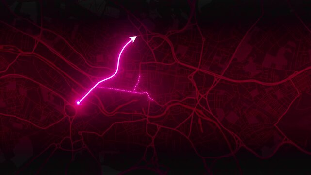 Leeds West Yorkshire United Kingdom Pink Map Route Animation