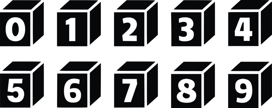 Black digit numbers art template design. 0 1 2 3 4 5 6 7 8 9. Vector Design