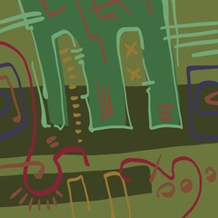 Abstract image for printing. Picture for modern interiors. The picture is painted by hand on a tablet. © neurostructure