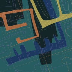 Abstract image for printing. Picture for modern interiors. The picture is painted by hand on a tablet. © neurostructure