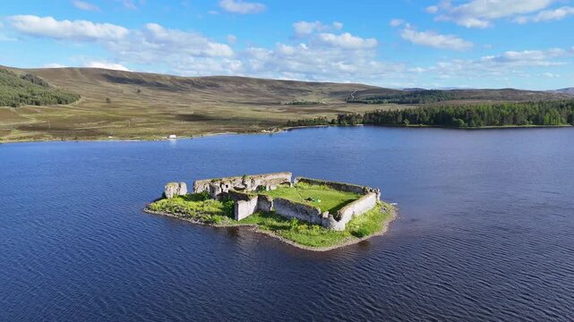Lochindorb Castle, a Medieval Island Fortress Built in the 13th Century in the Scottish Highlands, Scotland
