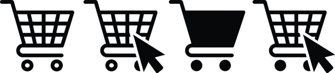 Shopping cart icons illustration set, generic internet store buy checkout and ecommerce symbols for website design. © CrownOrigin