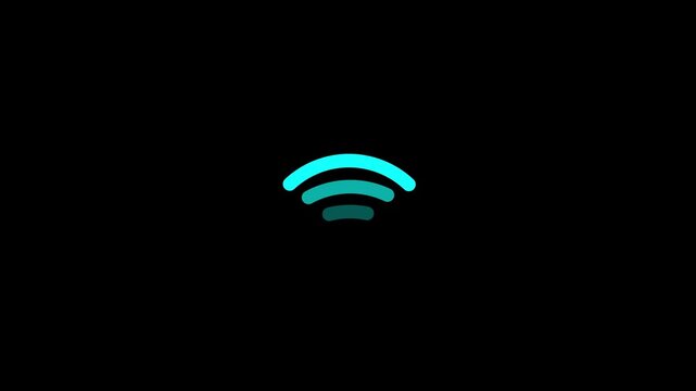 W i-F i signal strength indicator animation, wireless internet hotspot and network connectivity icon element 4 k video