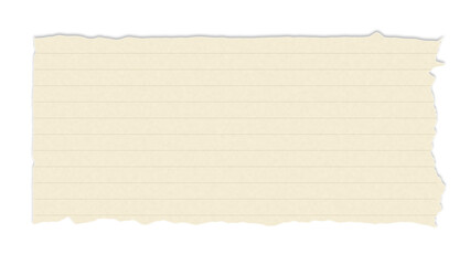 Fototapeta premium Blank Lined Notebook Paper with Torn Edges Isolated on Cream Transparent Background, Note Paper Message Office Business Tag Sign