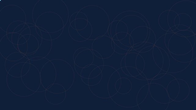 Abstract dark blue background, with animated thin, line circles, minimalist, motion for corporate, presentations and tech projects