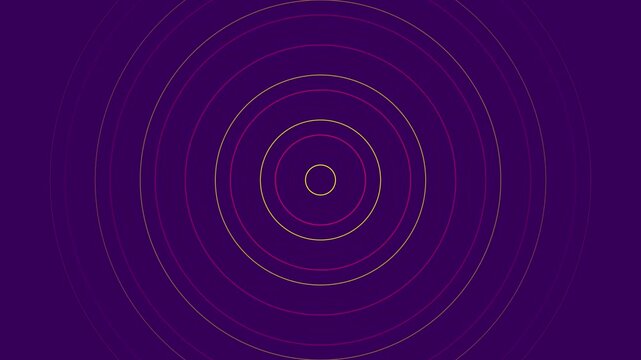 Abstract concentric circles motion background, pulsing neon rings animation