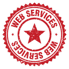 web services red grunge round stamp. web services stamp © BHM
