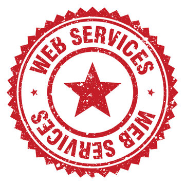 web services red grunge round stamp. web services stamp