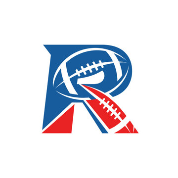 American Football Logo Features Red Blue and White Colors
