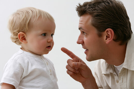 Father talks to child about good behavior