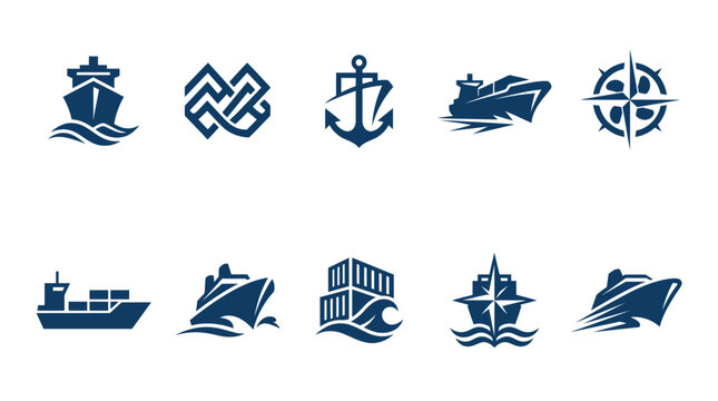 Nautical icons and ship symbols.