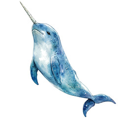 Narwhal, delicate watercolor illustration vector with soft and elegant colors, isolated on a white background. © soltrex