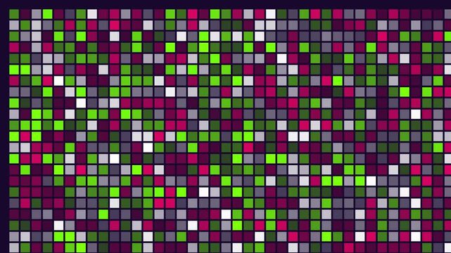 Abstract digital data grid background, with flickering neon, green and magenta, pixels