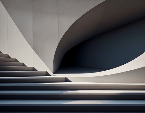 stairs concrete curve shadow pattern geometry minimal architecture abstract texture with strong contrast and clean lines for modern design background