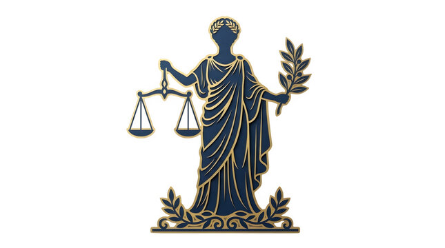 Lady justice statue icon, symbol of law and legal system, vector illustration isolated on transparent background
