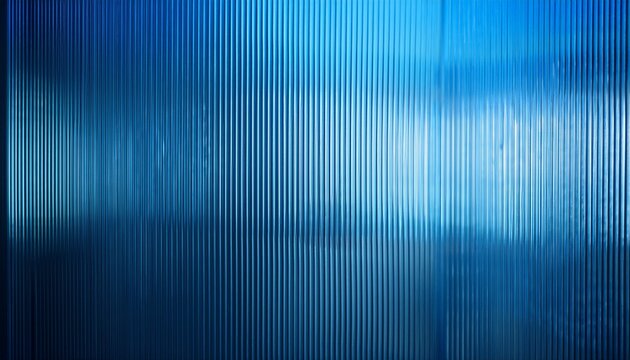 Abstract Ribbed Glass Background In Blue Gradient Tones With Vertical Wave Texture And Glossy Light Reflection Perfect For Modern Tech Design Minimal Visuals Or Digital Surface Presentations