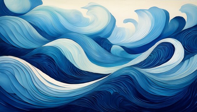 Abstract Blue Wave Background With Flowing Patterns And Textures Concept A Dynamic And Serene Ocean Inspired Design Japanese Water Art Concept
