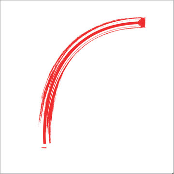 Dynamic red brushstroke arc abstract vector illustration