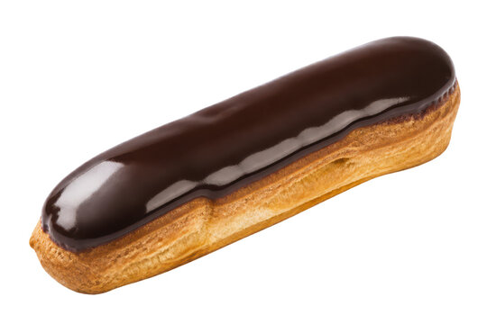 Chocolate eclair with glossy chocolate glaze