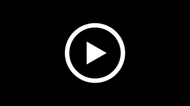 Play button icon animation on circle Press to play. On black background video music play sign transparen Press to play.