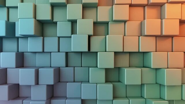 abstract pixelated color blocks transitioning in sequence