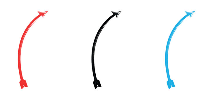 Three curved arrows pointing upward red black and blue