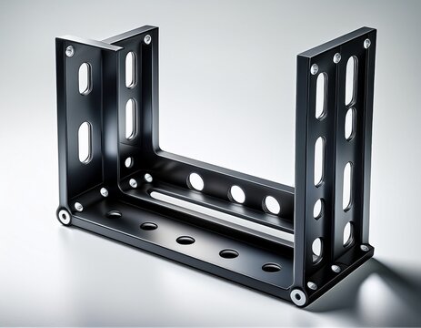 black l shaped shelf bracket with screws holes
