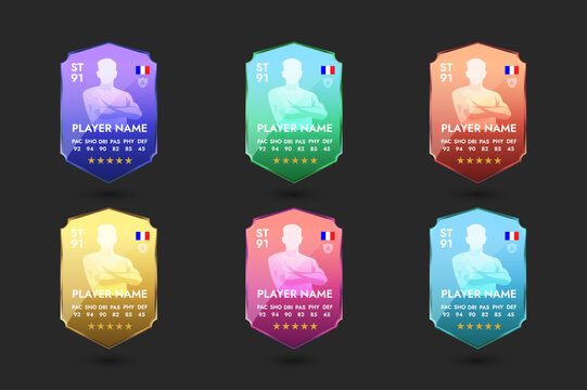Football Player Card Template Set with Stats &ndash; Striker, Goalkeeper and Midfielder